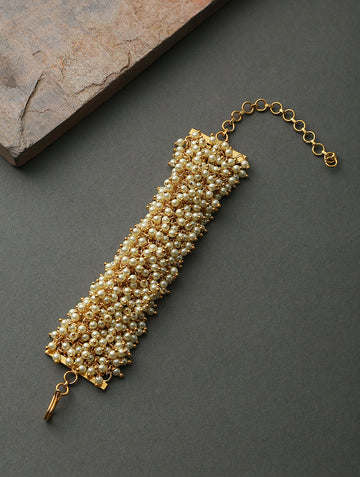 Pearl Beaded Gold Tone Bracelet