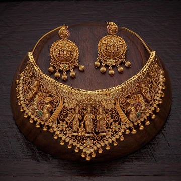 Gold-Plated Necklace Set with Divine Motifs