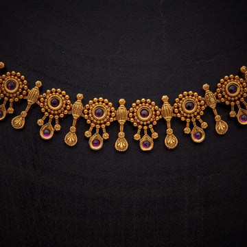 Gold-Plated Necklace Set with Ruby