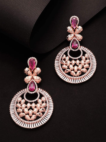 Handcrafted Rose Gold Plated Chandbali Earrings