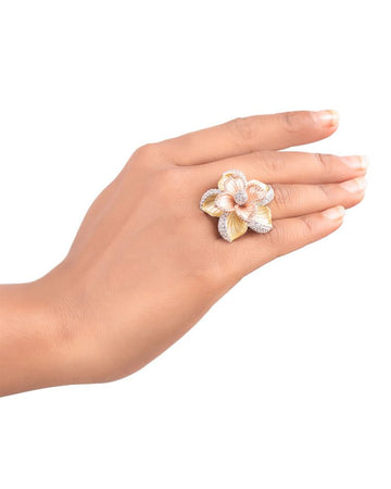 Troika Gems Adorned Floral Ring