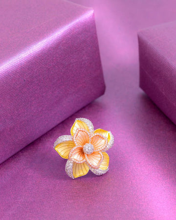 Troika Gems Adorned Floral Ring